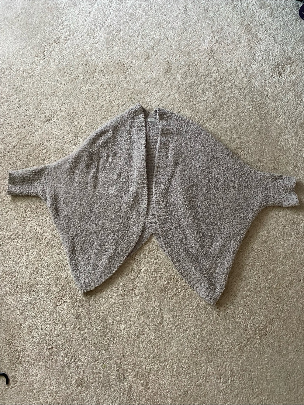 Barefoot Dreams Open-Front Draped Shrug in Taupe